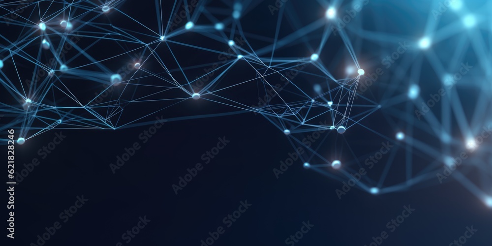 Aufkleber 3d network connections with plexus design blue background wallpaper. generative ai image weber.
