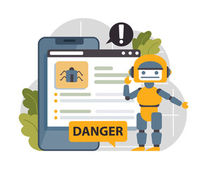 Obraz premium Cyber or web security set. Artificial intelligence provide data protection