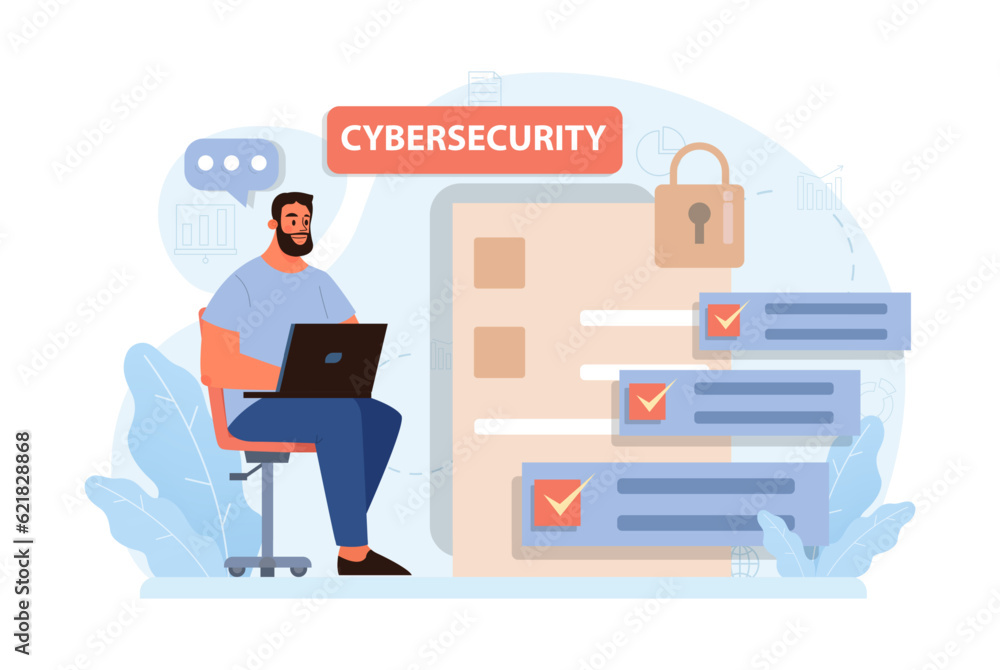 Poster cyber or web security set. artificial intelligence provide data protection