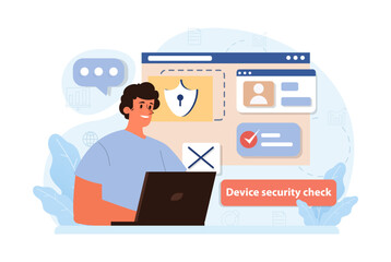 Cyber or web security set. Artificial intelligence provide data protection