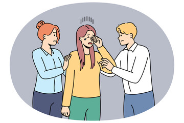 Motivated businesswoman running on stars strive for new career achievements. Happy confident woman employee jump to goal and target. Vector illustration.