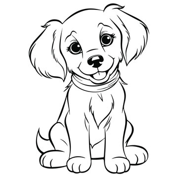 recommend clip art: Minimalist Cartoon Kawaii Dog Coloring Page 