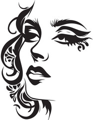 beautiful women face tattoo illustration vector