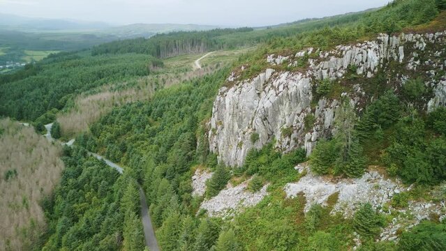 White Cliffs in the Dolwyddelan Mountains on a cloudy day