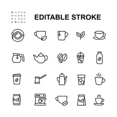 Simple Set of Coffee and Tea Related Vector Line Icons.
