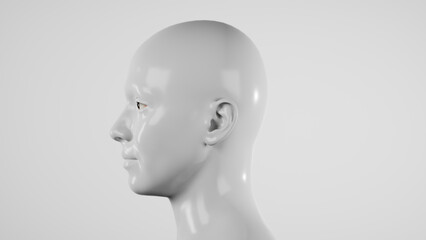 male hyper-realistic robot or cyborg in studio with white light. Artificial intelligence or neural network in image cybernetic man. Digital technology concept. 3d render