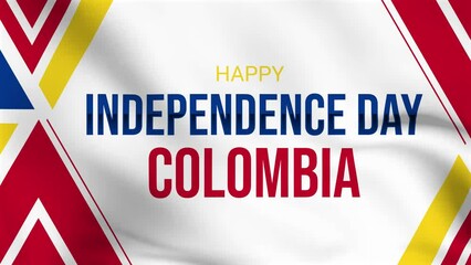 Happy Independence Day Colombia Celebration 4k waving animation in unique style