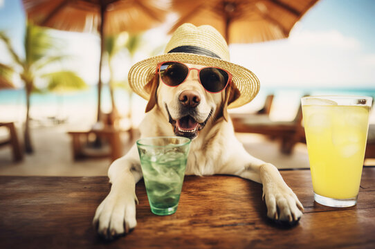 AI generated image of dog on the beach