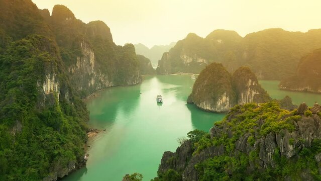 A yacht in Ha Long Bay in Vietnam