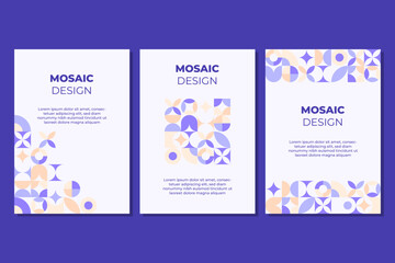 Vector flat flyer design with mosaic pattern collection