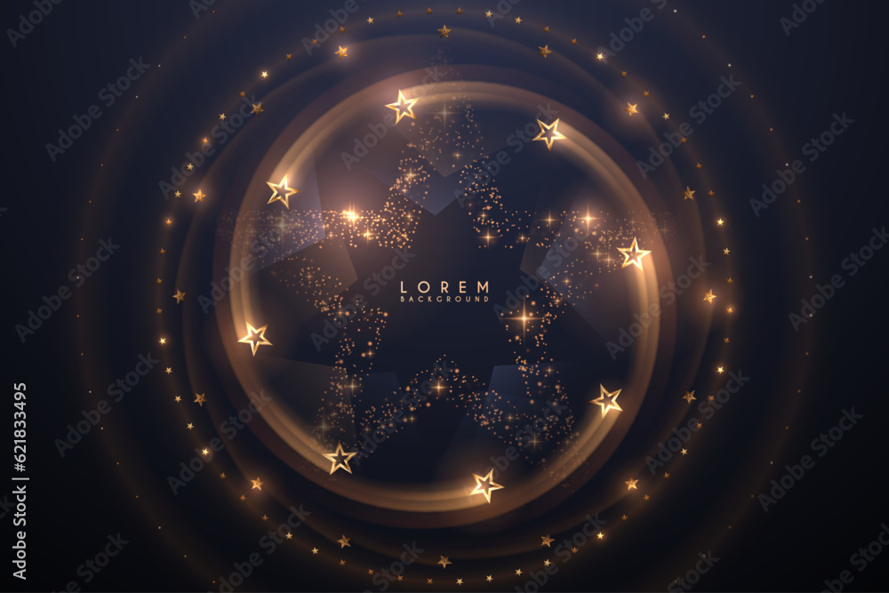 Canvas Prints golden circle stars background with light effect