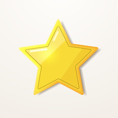 Bright yellow star isolated on a light background.