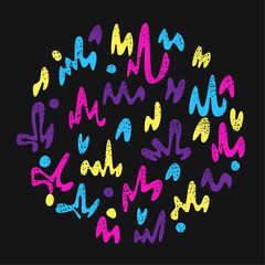 background with abstract waves, textured doodle elements on a white background