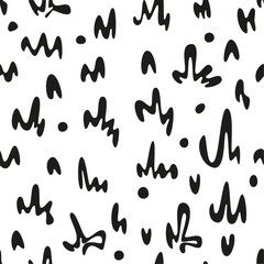 seamless background with abstract waves, doodle elements on a white background
