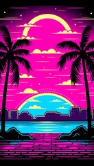 a sunset over a city