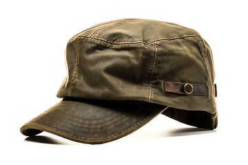 a brown hat with a brown leather strap