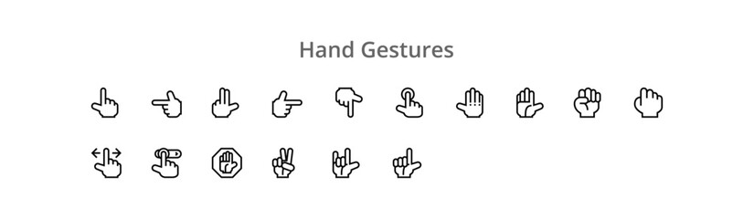 Fototapeta premium Hand Gestures icon set. Website set icon vector. for computer and mobile