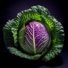 a head of cabbage with a purple center
