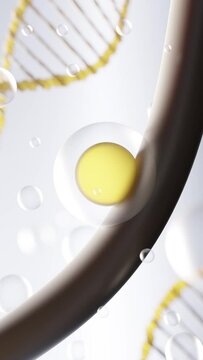 Vertical 3D render illustration of cell on brown hair