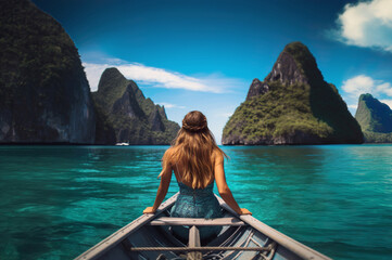 AI generated image of girl on boat