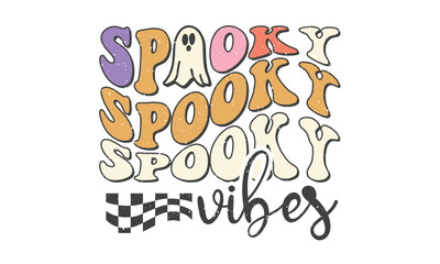 spooky vibes Retro T-shirt Design.