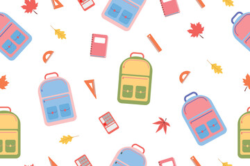 Background with school supplies. Seamless pattern back to school. Vector. Vector illustration
