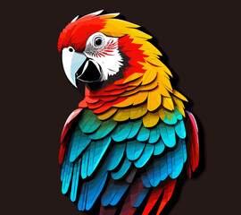 red, blue and yellow macaw