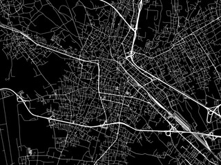 Fototapeta premium Vector road map of the city of Gallarate in the Italy with white roads on a black background.