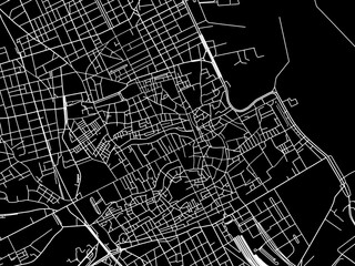Vector road map of the city of  Palermo Centro in the Italy with white roads on a black background.