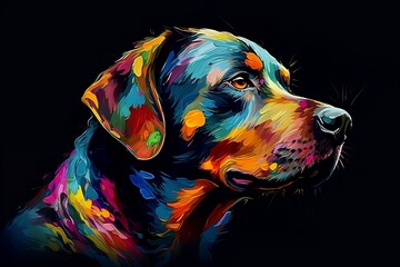 Abstract colorful dog. Generative AI