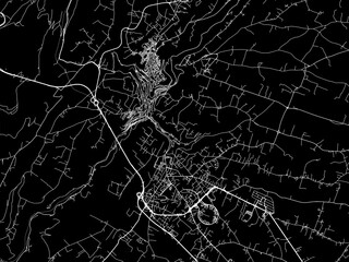 Vector road map of the city of  Modica in the Italy with white roads on a black background.
