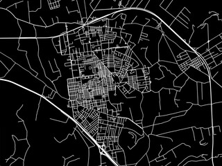 Vector road map of the city of  Bagheria in the Italy with white roads on a black background.