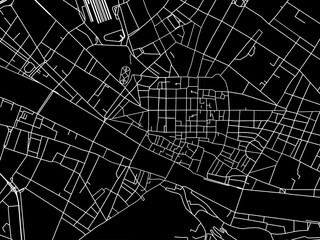 Vector road map of the city of  Firenze Centro in the Italy with white roads on a black background.