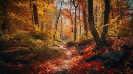 Fototapeta na wymiar Color autumn forest. Generative AI