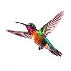 Illustration of a vibrant hummingbird in mid-flight created with Generative AI technology