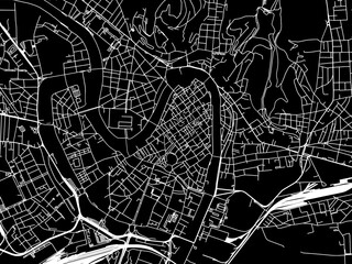 Vector road map of the city of  Verona Centro in the Italy with white roads on a black background.