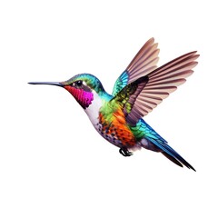 Illustration of a vibrant hummingbird in flight created with Generative AI technology