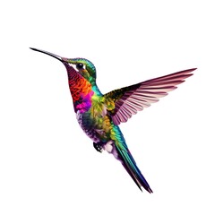 Fototapeta premium Illustration of a vibrant hummingbird soaring through the sky created with Generative AI technology
