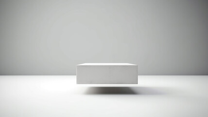 the podium is white levitating in space. Generative AI - obrazy, fototapety, plakaty