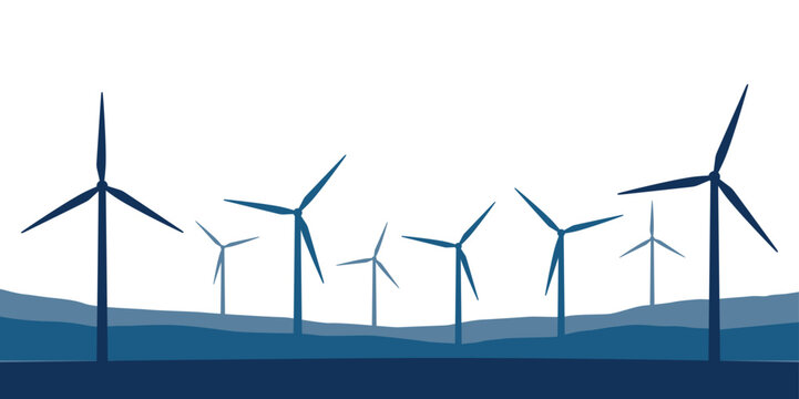 windmills silhouette wind power energy concept isolated on transparent vector illustration EPS10