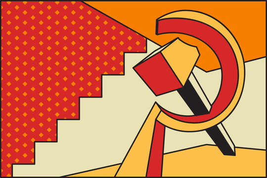 Stylized under the old Soviet propaganda. USSR hammer and sickle. Unique cector illustration design.