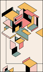 Abstract print design. Trendy brutalism style .Geometric shapes and abstract forms.