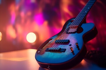 electric guitar on colored background - Powered by Adobe