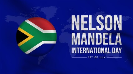 Nelson Mandela International Day 4k waving animation. Flag of South Africa in a circle. Nelson Mandela Day, July 18