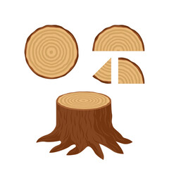 stump and cut tree rings in flat style. cut tree