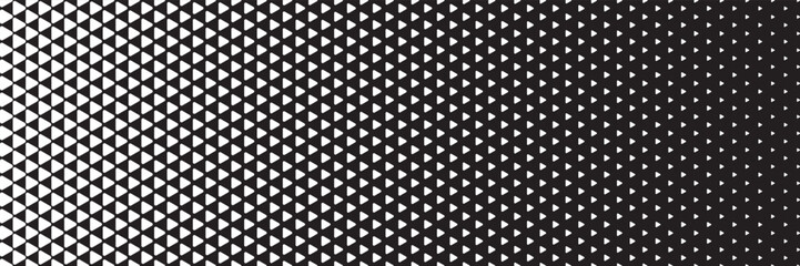Triangle halftone dots effect in black and white color. Halftone effect. 