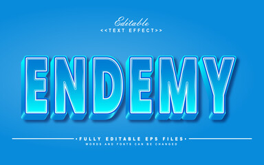 editable blue 3d endemy text effect.typhography logo