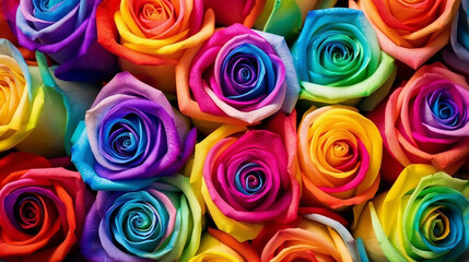 multicolored roses gradient background is unusual. generative ai