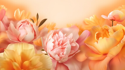 peonies abstract summer background flowers. generative Ai