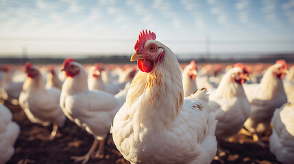 Premium Chicken Farm. Ensuring Quality Poultry Products. Generative Ai - obrazy, fototapety, plakaty